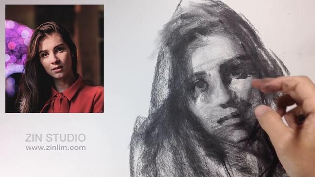 Drawing portrait in charcoal. смотреть онлайн