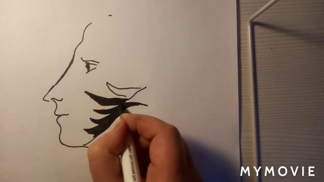 Как нарисовать А. С. Пушкина. Как быстро нарисовать портрет. смотреть онлайн