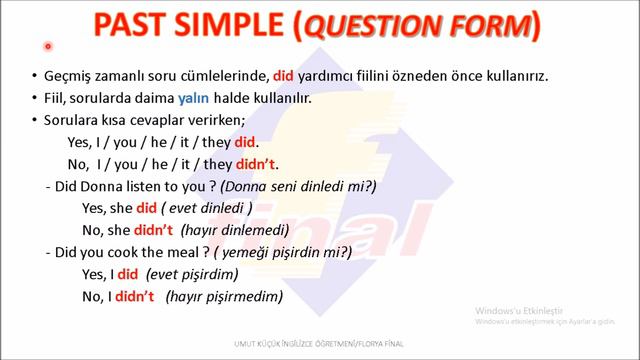 6. SINIF - UNIT - 7 - HOLIDAYS (SIMPLE PAST) смотреть онлайн