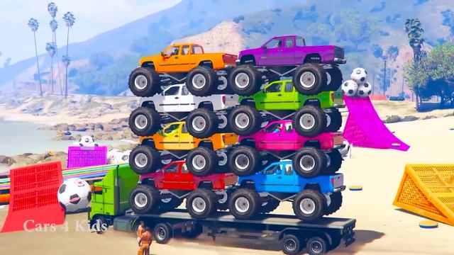 LEARN COLORS w Monster Truck & Learn Numbers for Kids w Cars Cartoon Learning Video смотреть онлайн
