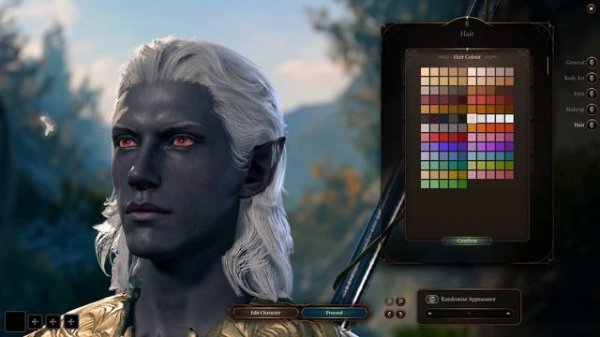 BG3/Baldur's Gate III Character Creation White Hair + White Lashes Mod