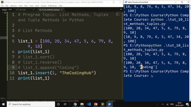 Tutorial 10 | List Methods, Tuples and Tuple Methods in Python | Complete Python Course смотреть онлайн