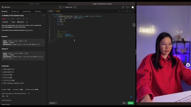 LeetCode 4 - Median of Two Sorted Arrays | Решение с объяснением | Swift смотреть онлайн