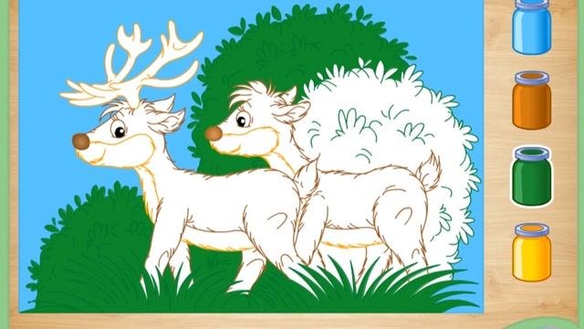 Раскраска "Олени" - игры для малышей смотреть онлайн