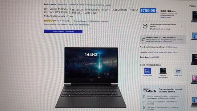 HP Victus 15.6" 144Hz FHD Gaming Laptop Intel i5-12450H 8GB 256GB SSD Nvidia GTX 1650 15-fa0005tg смотреть онлайн