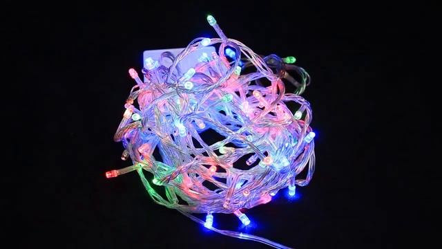 Светодиодная гирлянда многоцветная RGB 100 LED на 7 м от сети 220в смотреть онлайн