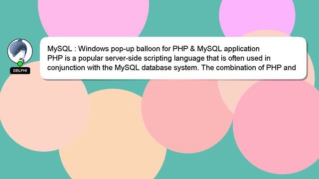MySQL : Windows pop-up balloon for PHP & MySQL application смотреть онлайн