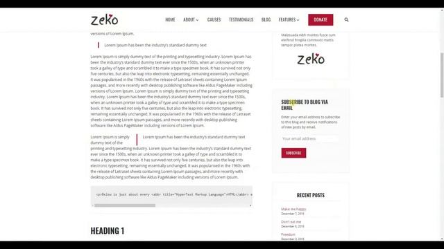Zeko Charity WordPress Theme - Blog Page & Page Templates смотреть онлайн