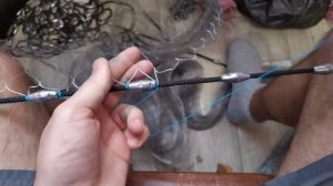 Посадка кастинговой сети на шнур.