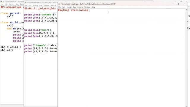Python oops free tutorial - Polymorphism - using super(), overloading, overriding concept смотреть онлайн