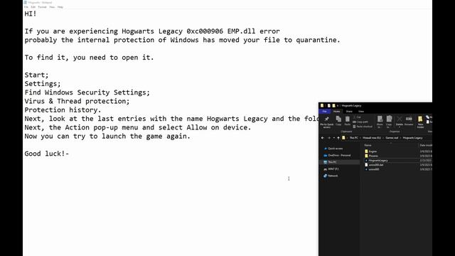 Hogwarts Legacy 0xc000906 EMP.dll System Error смотреть онлайн