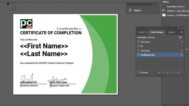 AutoFill Names on Certificates Using Adobe InDesign 2021 смотреть онлайн