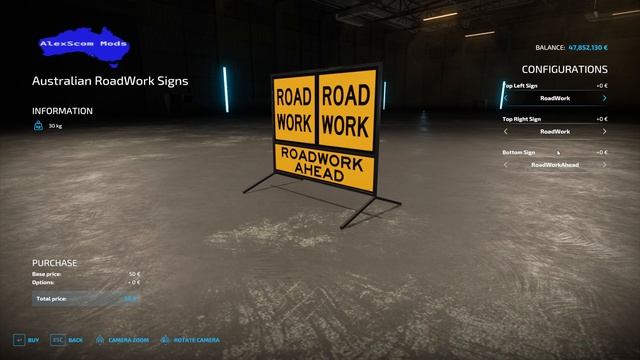 FS22 Australian Road Work Sign Pack Farming Simulator 22 Mods
