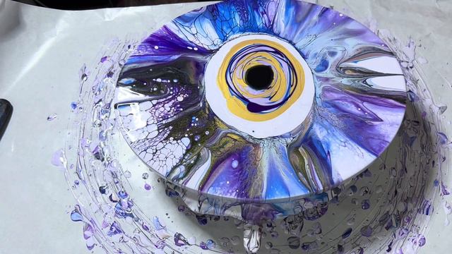 Colorful Acrylic Pouring Art with Blue and Lavender Flower Cells смотреть онлайн