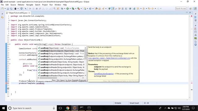 #8 Apache Camel Tutorial for Beginners - Sending an Object to ActiveMQ Server смотреть онлайн