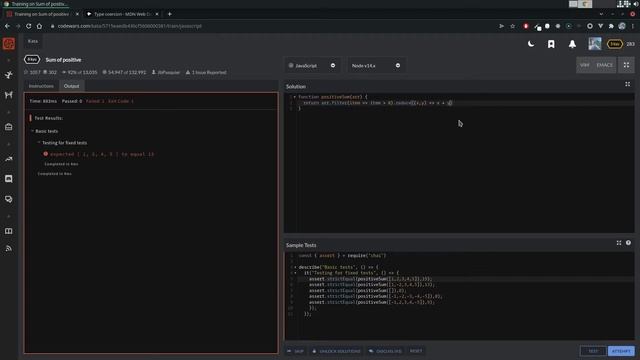 CodeWars - Fundamental - JavaScript - Sum of positive смотреть онлайн