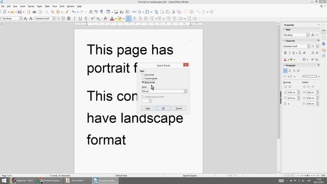 How to apply portrait or landscape format to a page in LibreOffice Writer- Page orientation. смотреть онлайн