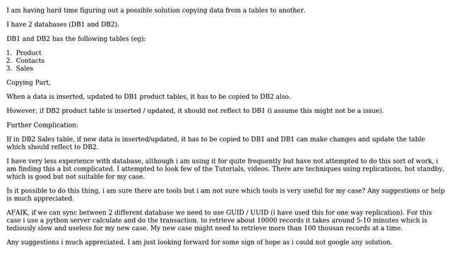 Copying Tables (partly replicating) databases remotely смотреть онлайн