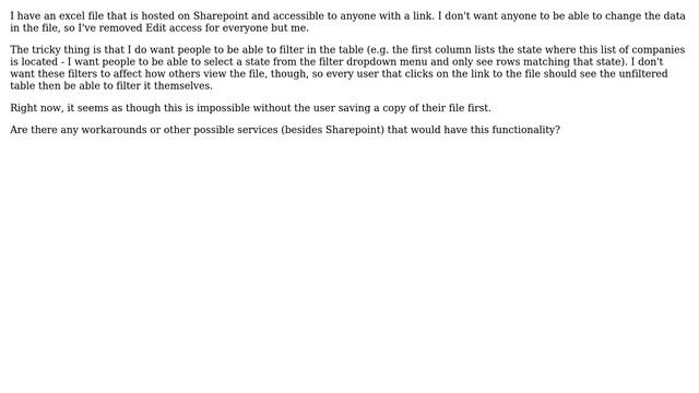 Allow people to filter in a shared read-only excel file on Sharepoint смотреть онлайн