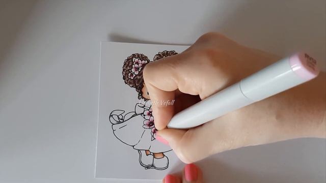 Copic Marker colouring: Tiddly Inks Faythes Cherry Flowers смотреть онлайн