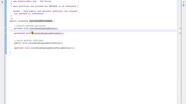 Java What modifiers are allowed for METHODS in an Interface смотреть онлайн