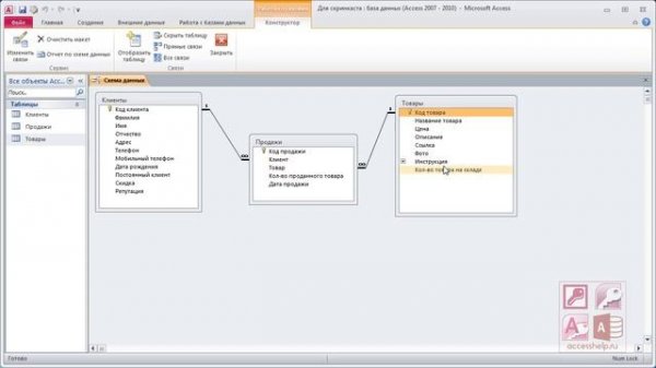 ПОШАГОВОЕ создание схемы данных в базе данных Access