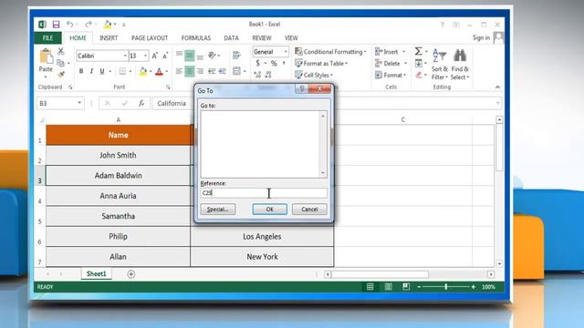 Go To function - Quickly navigate to different cells in Microsoft® Excel 2013 смотреть онлайн