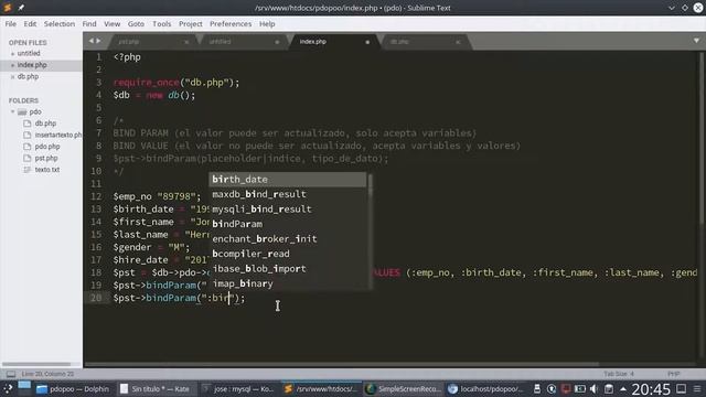 115 - PHP PDO: Consultas Preparadas - bindValue() y bindParam() [PHP 7 - Español] смотреть онлайн