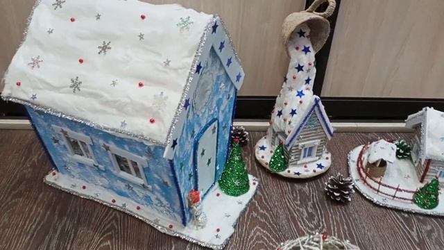 Новогодние поделки "Зимние домики" смотреть онлайн