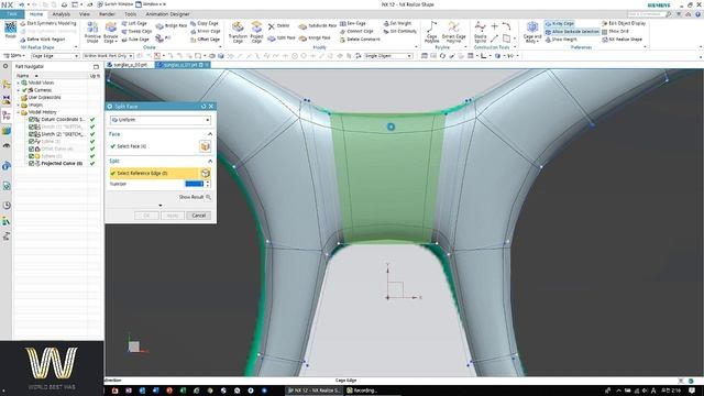 SIEMENS NX12 /  NX Modeling / NX Realize Shape / NX Sunglasses Modeling / 3D Modeling