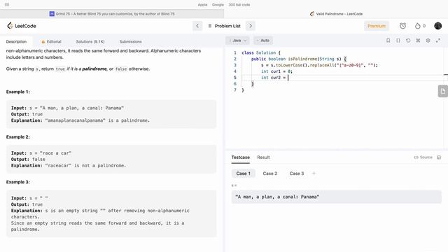 5. Valid Palindrome - 75 LeetCode Problems (Java) смотреть онлайн
