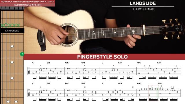 Landslide Guitar Tutorial Fleetwood Mac Guitar Lesson |Fingerpicking + Electric Solo|
