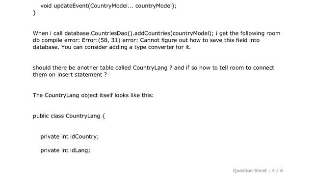 Android : Android room persistent library - how to insert class that has a List object field смотреть онлайн
