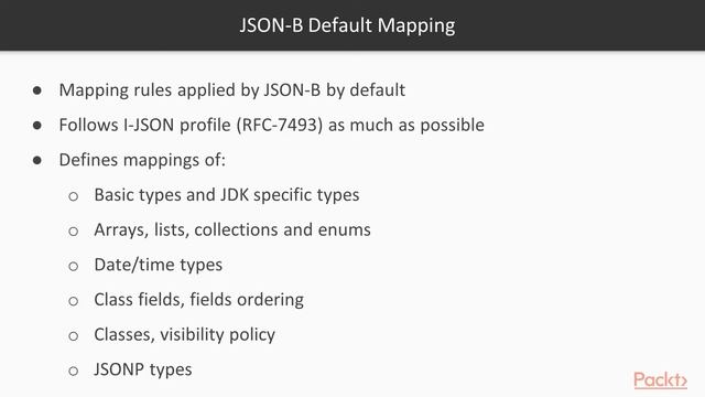 JSON with Java EE 8: Hands-on Training : Default Mapping Overview | packtpub.com смотреть онлайн