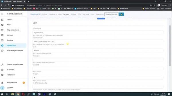 Подключаем Zigbee stick v4 к Home Assistant. Аддоны SSH Web terminal,  MQTT broker, zigbee2mqtt.