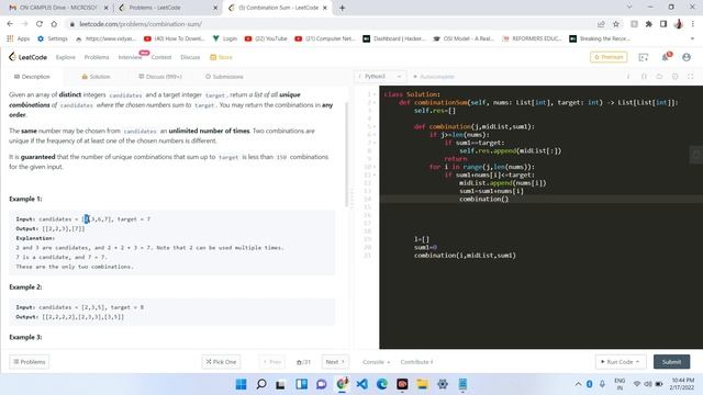 39. Combination Sum | Medium Level Interview Question Full Explanation in Python смотреть онлайн