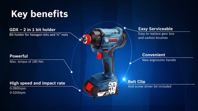 Bosch 18V Cordless Impact Wrench - GDX 180-LI Professional