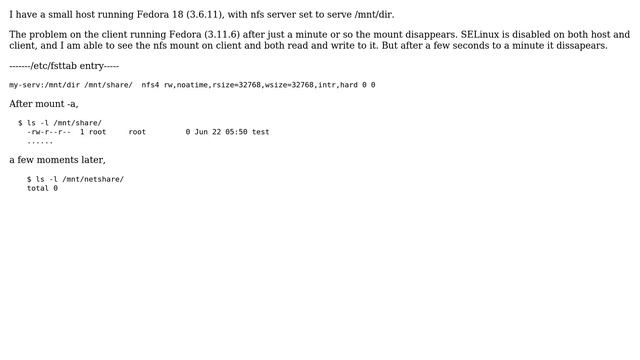 Fedora nfs mount disappears смотреть онлайн