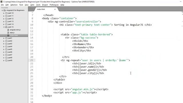AngularJS Tutorial 15 - Sorting in AngularJS смотреть онлайн