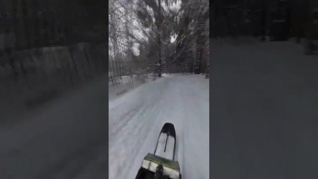 На мотоснегокате по сказочному лесу.