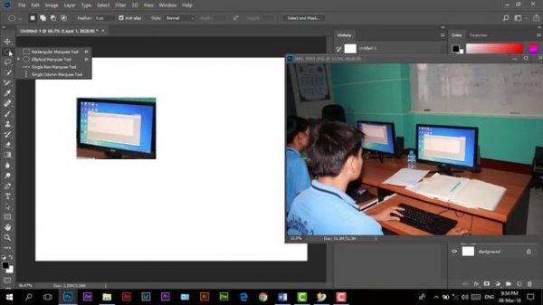 Adobe Photoshop CC 2018 (Ep 02 ການໃຊ້ເຄື່ອງມື ກູ່ມ rectangular marquee tool)
