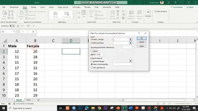 Independent Samples T-Test Using MS Excel смотреть онлайн