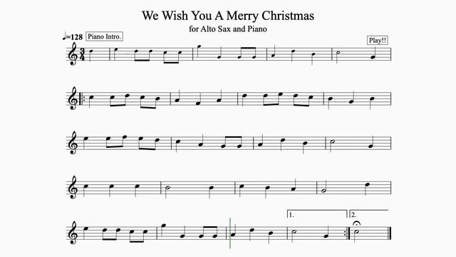 We Wish You a Merry Christmas for Solo Alto Saxophone. Play-Along/Backing Track. Free Music! смотреть онлайн