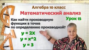 Как найти производную функции в точке по определению производной. Алгебра 10 класс