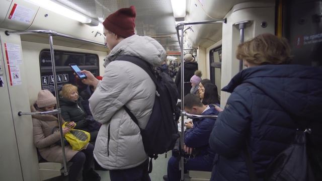 Russia, Moscow, Metro Ride From Парк культу́ры To Ки́евская