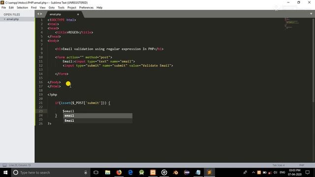 Write a PHP code for the Email Validation using Regular expression. смотреть онлайн