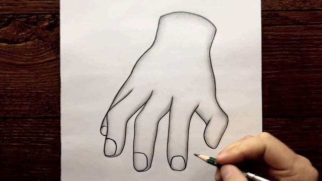 Wednesday Addams El Çizimi Kolay - How To Draw Thing From Wednesday - Netflix Wednesday Drawing 202
