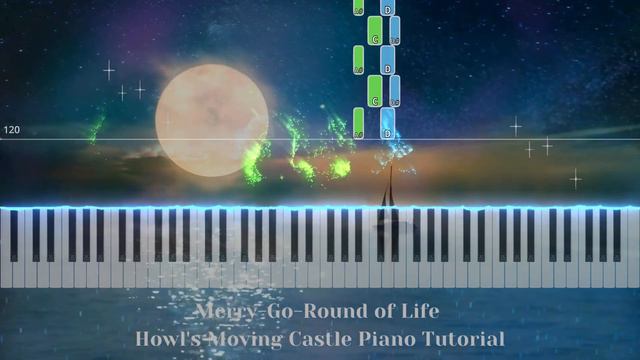 Merry Go Round of Life - Howls Moving Castle Piano Tutorial смотреть онлайн