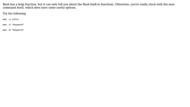Is there an equivalent of calling the built-in python function help('topics') but in bash? смотреть онлайн