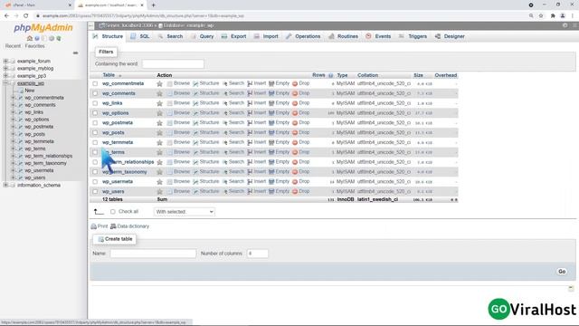 How to delete database table via phpMyAdmin in cPanel with GoViralHost смотреть онлайн